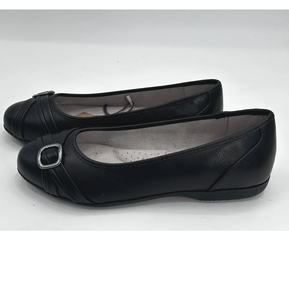 Cliffs White Mountain Calming Black Wide Width Buckle Ballet Flats Size 8.5W NWT